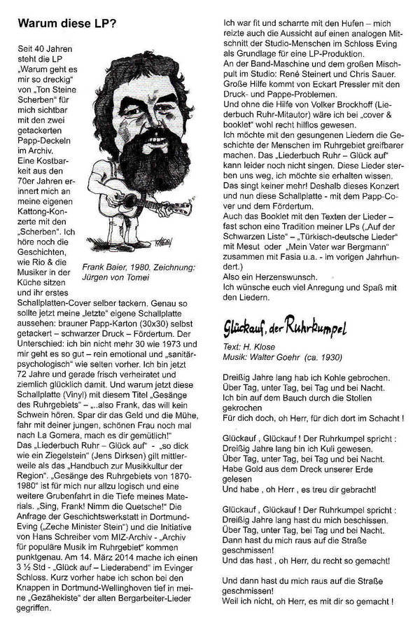 LP "Gesänge des ruhrgebiets - 1870 - 1980" -