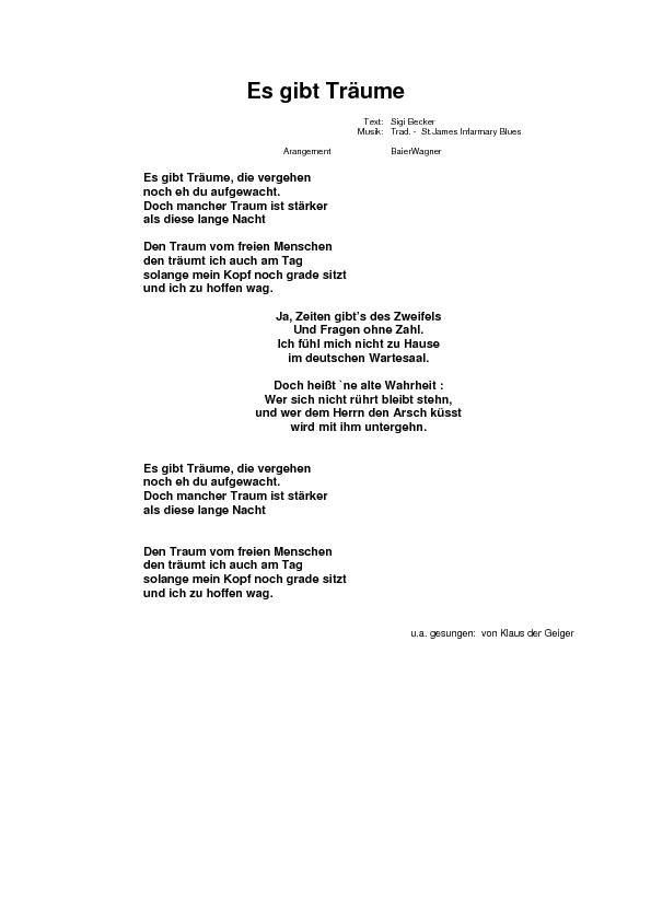 Es gibt Träume - Text
